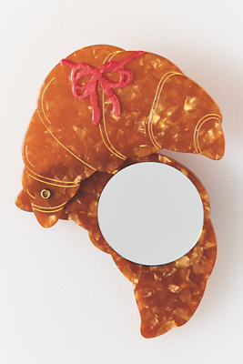 Solar Eclipse Handpainted Compact Mirror In Brown