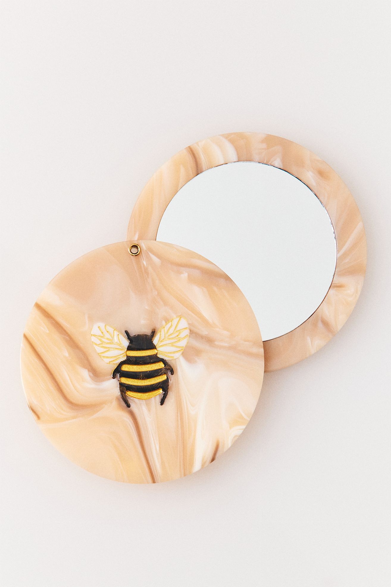 Solar Eclipse Handpainted Compact Mirror - Honey Bee, One Size