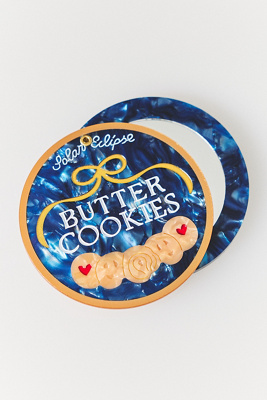 Solar Eclipse Handpainted Compact Mirror In Blue
