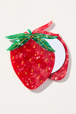 Solar Eclipse Handpainted Compact Mirror In Red