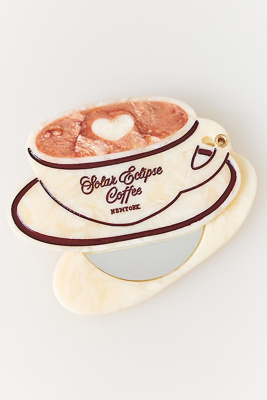 Solar Eclipse Handpainted Compact Mirror In Multicolor