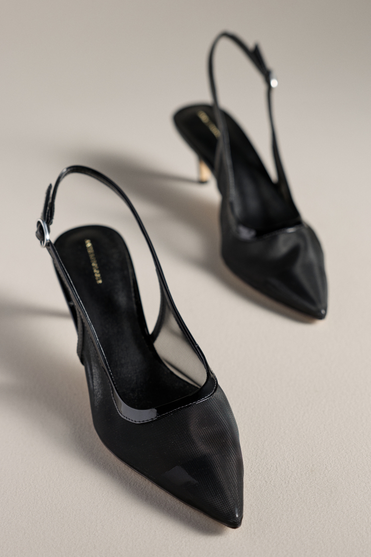 By Anthropologie Mesh Slingback Kitten Heels