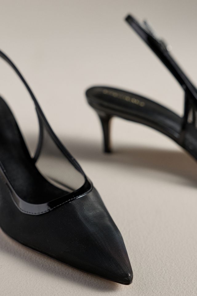 By Anthropologie Mesh Slingback Kitten Heels