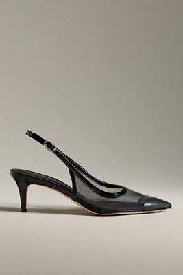 By Anthropologie Mesh Slingback Kitten Heels