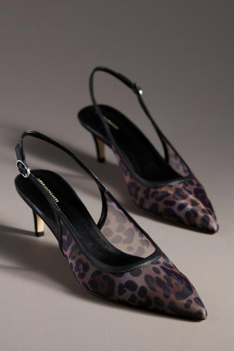 By Anthropologie Mesh Slingback Kitten Heels