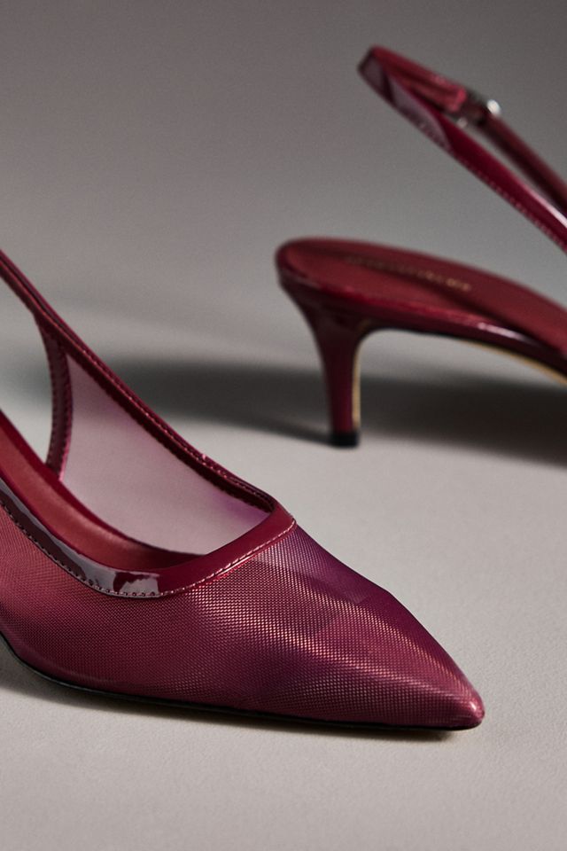 By Anthropologie Mesh Slingback Kitten Heels #4