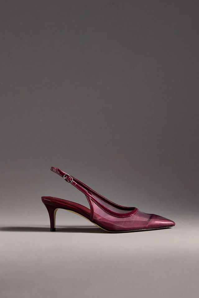 By Anthropologie Mesh Slingback Kitten Heels #3