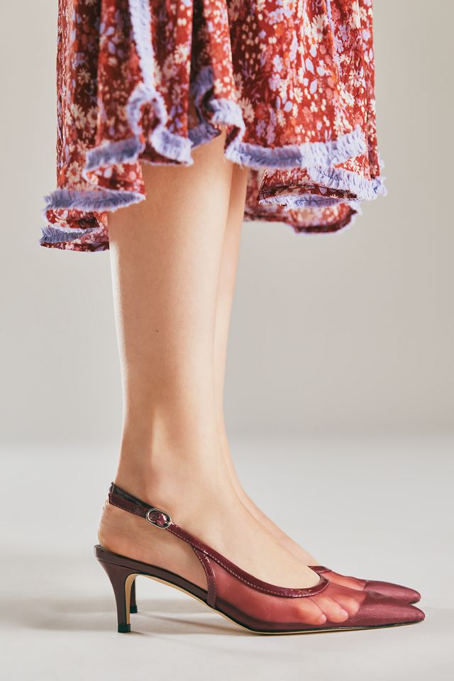 By Anthropologie Mesh Slingback Kitten Heels #1
