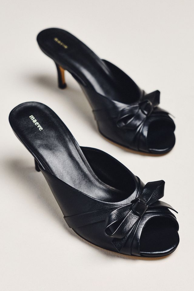 Maeve Bow Peep-Toe Kitten-Heel Mules #2