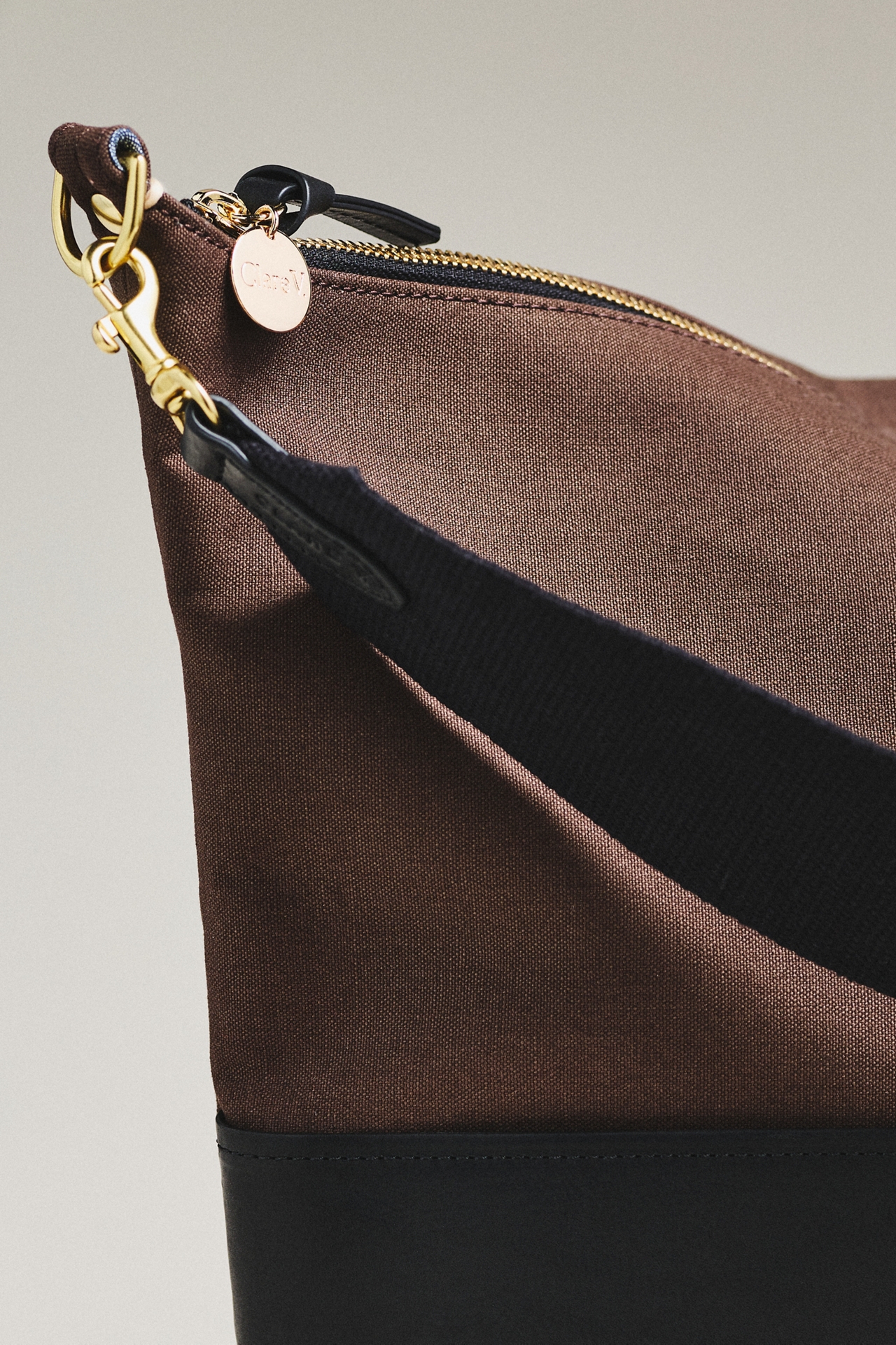Clare V. Sophie Canvas Leather Tote
