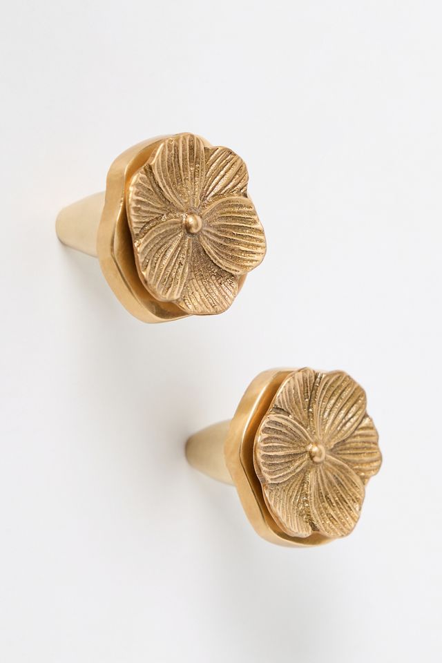 Thea Floral Solid Brass Knobs, Set of 2 #2