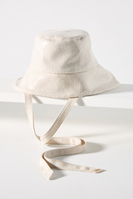 Eugenia Kim Ally Linen Tie Bucket Hat In Beige