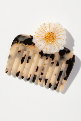Solar Eclipse Handpainted Pocket Comb In Beige
