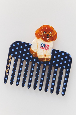 Solar Eclipse Handpainted Pocket Comb In Blue
