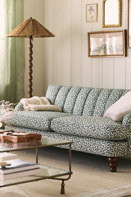 Anthropologie Channel Tufted 76" Irena Sofa In Green