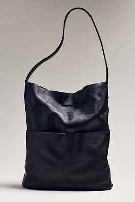 By Anthropologie Genuine Leather Tote Bag In Black