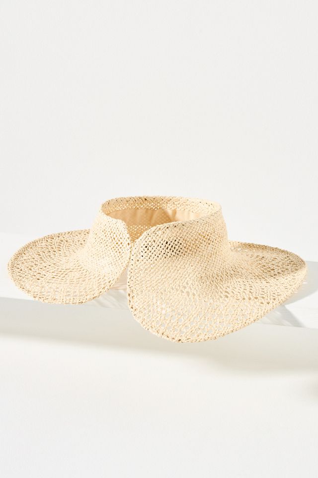 Cutwork Adjustable Straw Wide-Brim Visor #1