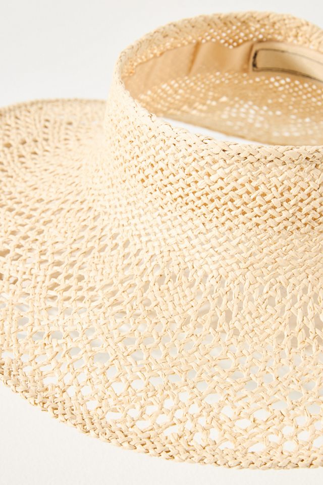 Cutwork Adjustable Straw Wide-Brim Visor #2
