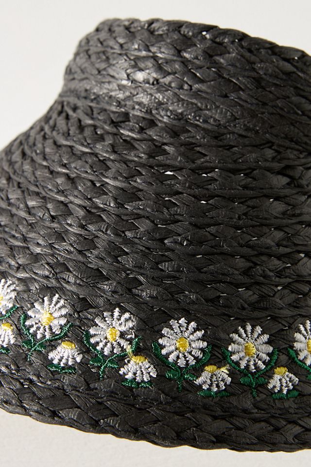 Mini Icon Embroidered Straw Visor #3