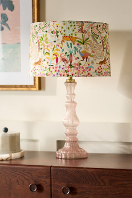 Anthropologie Velvet Drum Lamp Shade In Multi