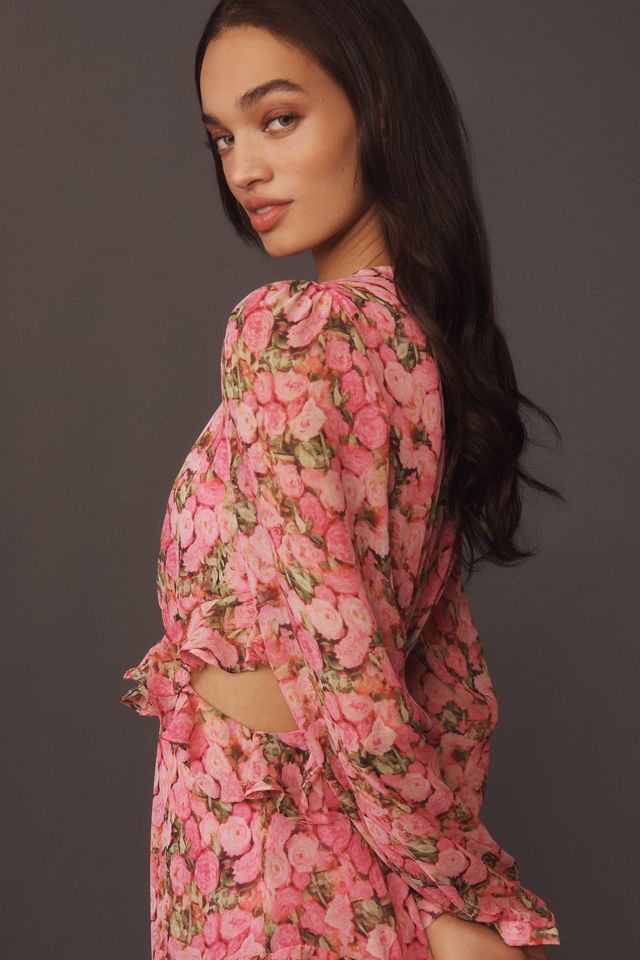 Endless Rose Long-Sleeve Floral Ruffled Midi Dress #2