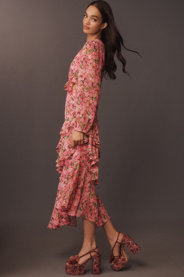 Endless Rose Long-Sleeve Floral Ruffled Midi Dress #3