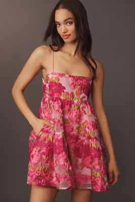 Endless Rose Sleeveless Floral Jacquard Mini Dress In Multicolor