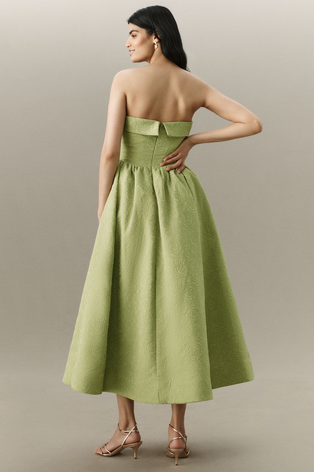 BHLDN Jacquard Strapless Basque-Waist Corset Fit & Flare Wedding Gown