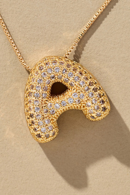 By Anthropologie Pavé Bubble Letter Monogram Necklace