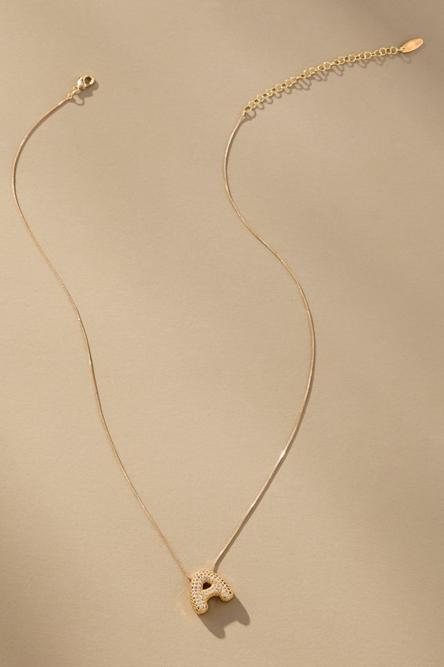 Pavé Bubble Letter Monogram Necklace #3