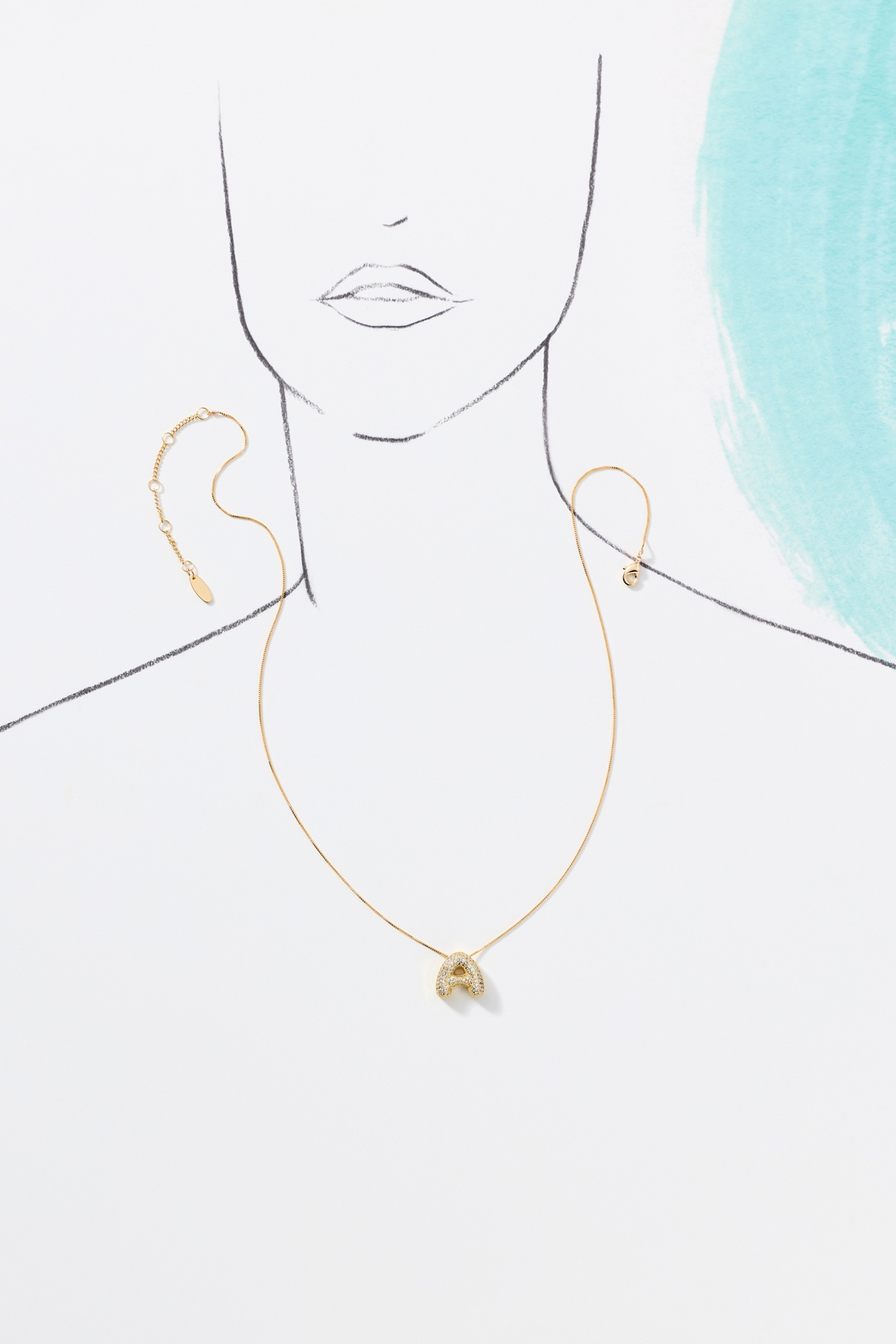 Pavé Bubble Letter Monogram Necklace