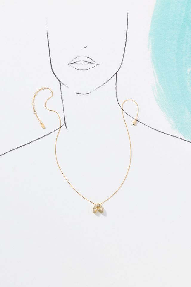 Pavé Bubble Letter Monogram Necklace #4