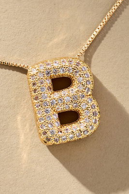 By Anthropologie Pavé Bubble Letter Monogram Necklace