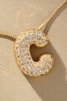 By Anthropologie Pavé Bubble Letter Monogram Necklace