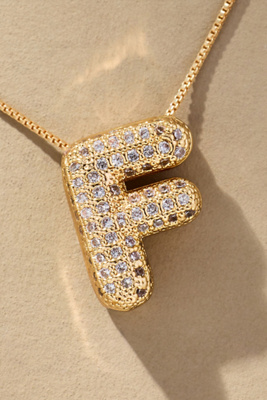 By Anthropologie Pavé Bubble Letter Monogram Necklace