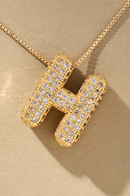 By Anthropologie Pavé Bubble Letter Monogram Necklace