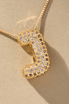 By Anthropologie Pavé Bubble Letter Monogram Necklace