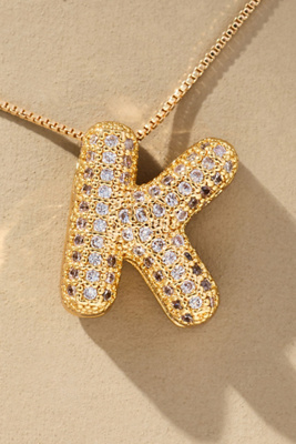By Anthropologie Pavé Bubble Letter Monogram Necklace