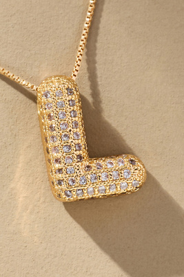 By Anthropologie Pavé Bubble Letter Monogram Necklace