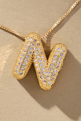 By Anthropologie Pavé Bubble Letter Monogram Necklace