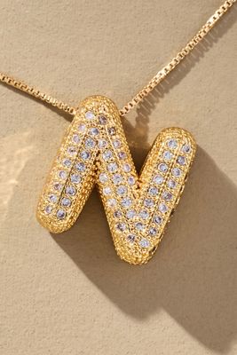 Pavé Bubble Letter Monogram Necklace
