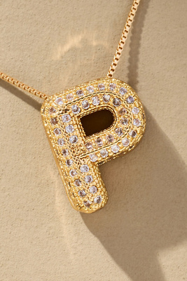 By Anthropologie Pavé Bubble Letter Monogram Necklace