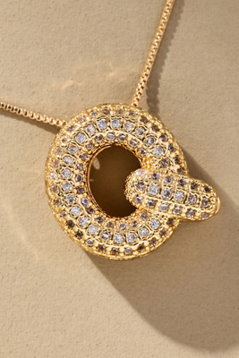 By Anthropologie Pavé Bubble Letter Monogram Necklace