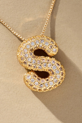 By Anthropologie Pavé Bubble Letter Monogram Necklace