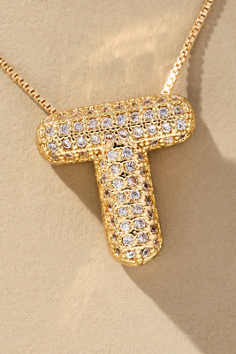 By Anthropologie Pavé Bubble Letter Monogram Necklace