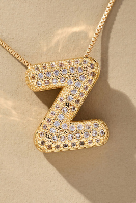 By Anthropologie Pavé Bubble Letter Monogram Necklace