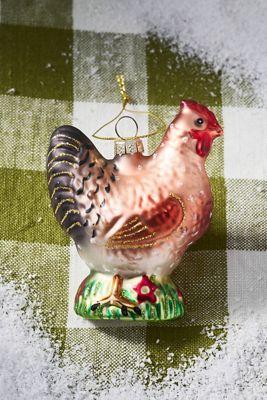 Chicken Glass Ornament
