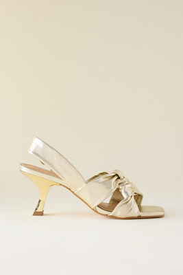 By Anthropologie Twisted Open-toe Slingback Heels In Gold
