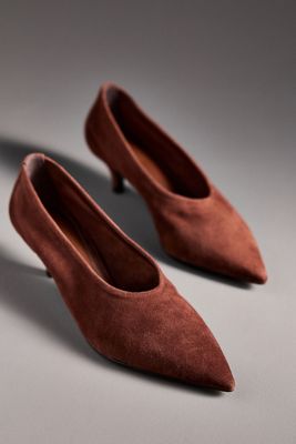 By Anthropologie Pointed-Toe Kitten-Heel Pumps