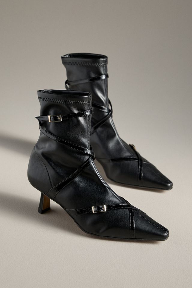 By Anthropologie Strappy Stretch Kitten-Heel Ankle Boots #1
